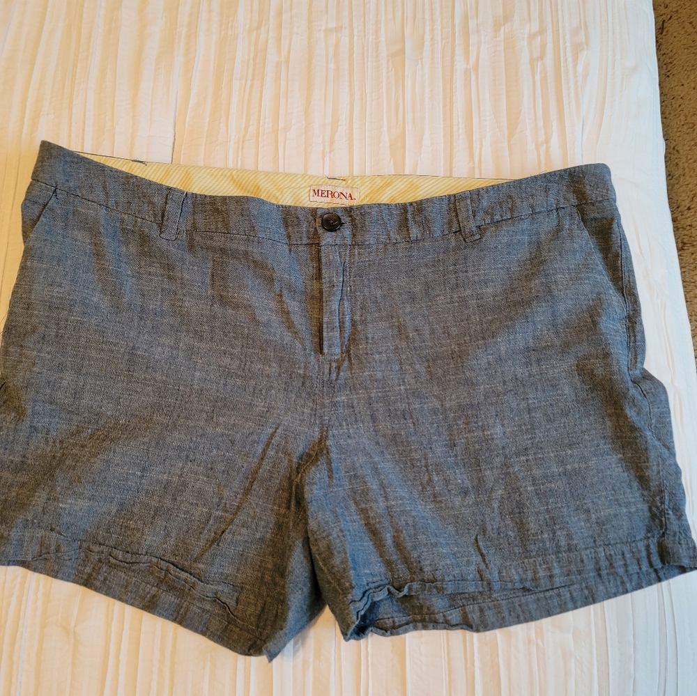 Blue linen shorts